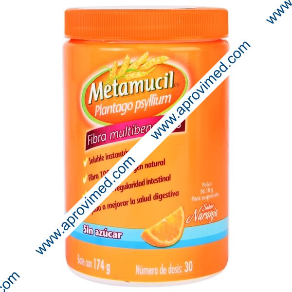 METAMUCIL POLVO Sab. Naranja s/AZÚCAR Fco. c/174 G. 56.18 G/100 G.