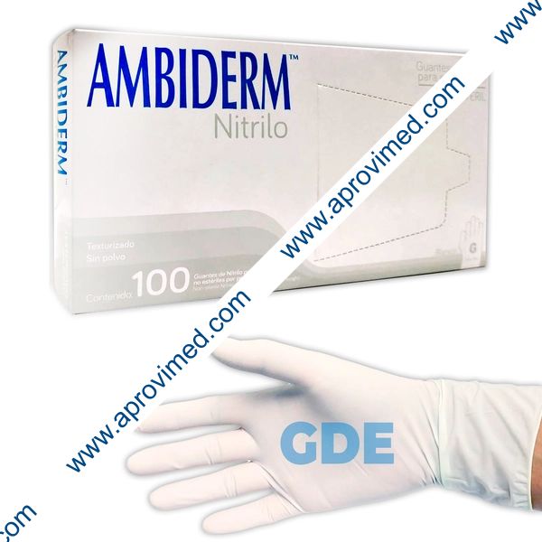 AMBIDERM NITRILO GUANTE EXPLN. BLANCO No Estéril "GDE" c/100 Pzs.