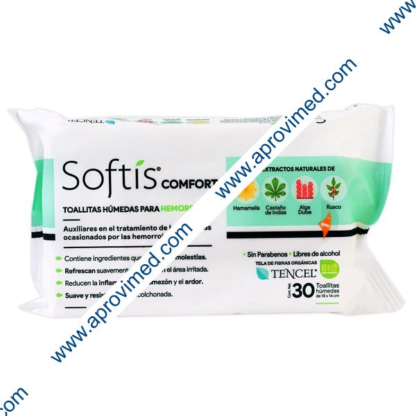 SOFTIS COMFORT Toallitas Húmedas p/Hemorroides Paq. c/30 Pzs.