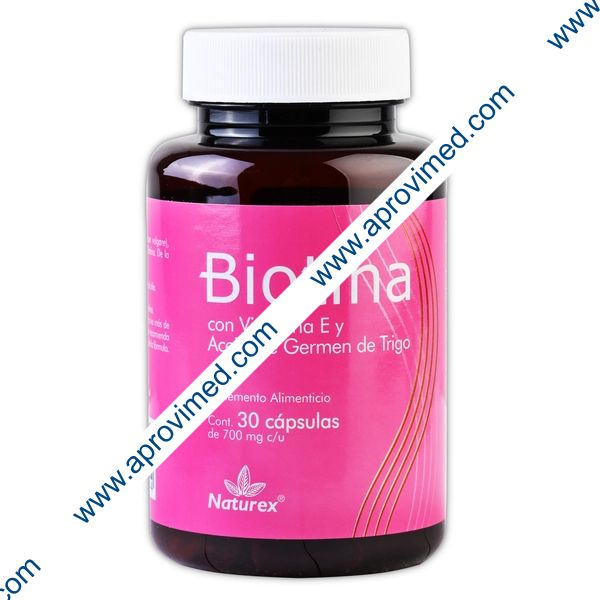 BIOTINA c/VITAMINA E y AC. GERMEN DE TRIGO (Naturex) c/30 CAPS. 700 MG.