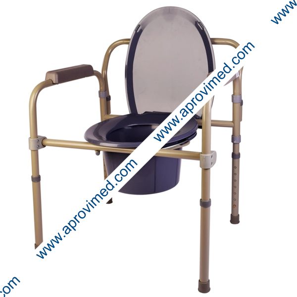 SILLA CÓMODO DE ACERO PLEGABLE c/DESCANSABRAZO.
