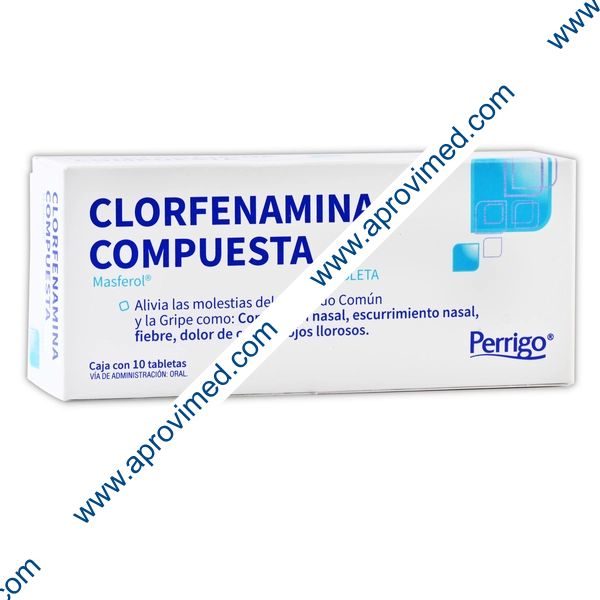 CLORFENAMINA COMPUESTA (Perrigo) c/10 TABS. 500/25/5/4 MG.
