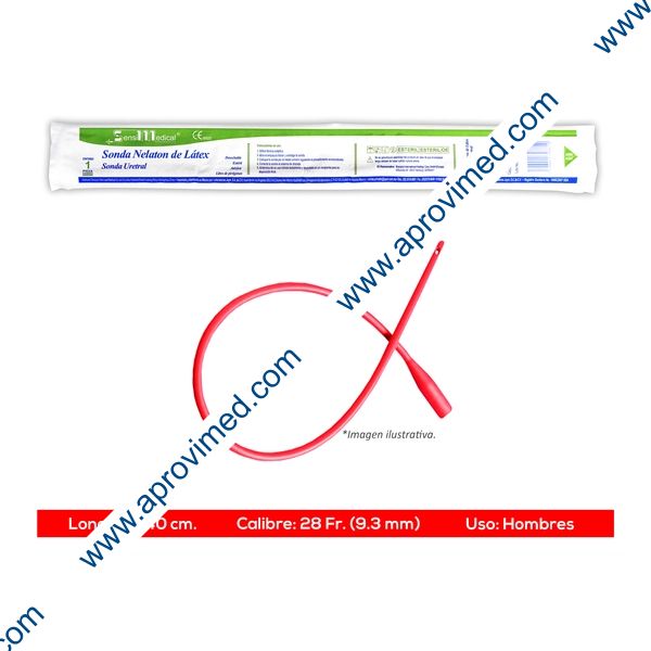 SONDA NÉLATON de LÁTEX (SensiMedical) Long. 40cm. Cal. 28 Fr. c/1 Pza.