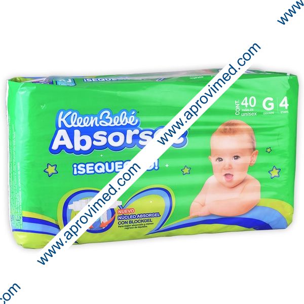KLEENBEBÉ ABSORSEC ¡SEQUECITO! GRANDE (Etapa 4 / 9-12 Kg.) c/40 Pzs.
