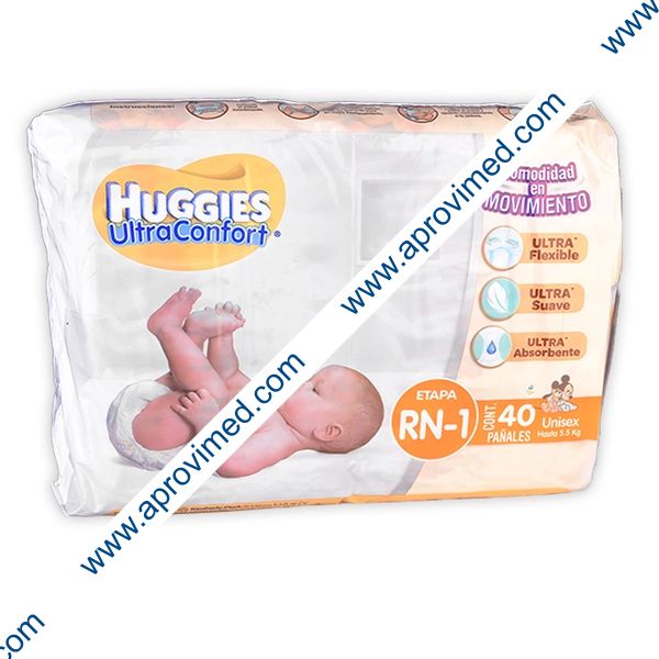 HUGGIES ULTRACONFORT Unisex (Etapa RN1 / 3-5.5 Kg.) c/44 Pzs.
