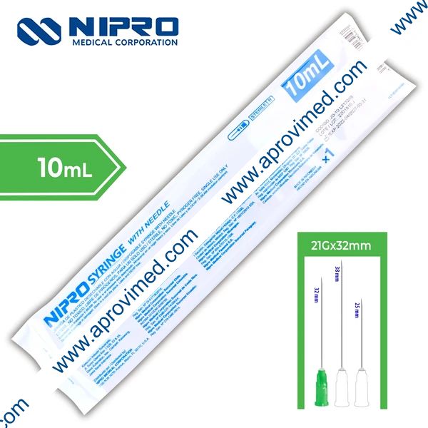 JERINGA 10 mL. (Nipro) c/AGUJA 21Gx32mm. c/1 Pza.