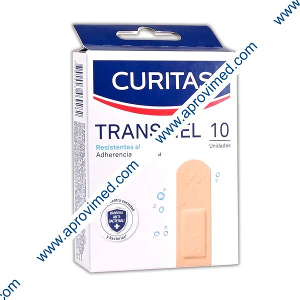 CURITAS TRANSPIEL Resistentes al agua 19x72mm. Caja c/10 Pzs.
