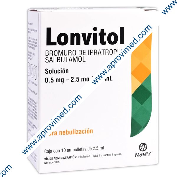 LONVITOL SOL. p/Nebulización c/10 AMPTAS. 0.5-2.5 MG/2.5 ML.