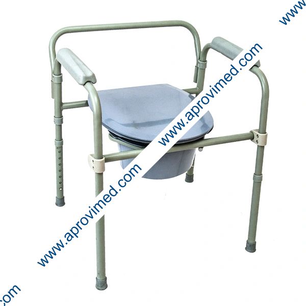 SILLA CÓMODO DE ACERO PLEGABLE c/DESCANSABRAZO.