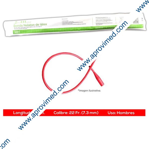 SONDA NELATON de LATEX (SensiMedical) Long. 40cm. Cal. 22 Fr. c/1 Pza.