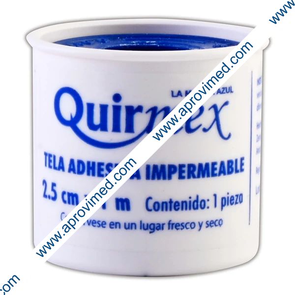 TELA ADHESIVA IMPERMEABLE (Quirmex) Carrete A: 2.5cm; L: 1m. c/1 Pza.