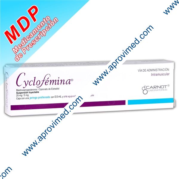 CYCLOFÉMINA Susp. Iny. c/1 JGA. PRELLENADA 25-5 MG/0.5 ML.