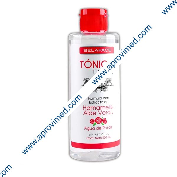 TÓNICO FACIAL c/EXTO. DE HAMAMELIS, ALOA VERA y AGUA DE ROSAS Fco. 200 ML.