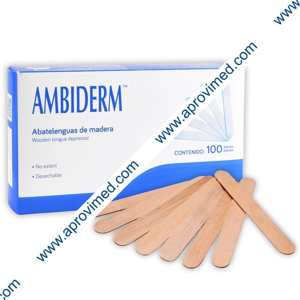 ABATELENGUAS de MADERA (Ambiderm) Cja. c/100 Pzs.