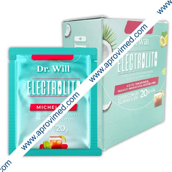 ELECTRÓLITO Suplemento Hidratante (Dr. Will) Sab. MICHELADA c/25 SOBS. 20 G.