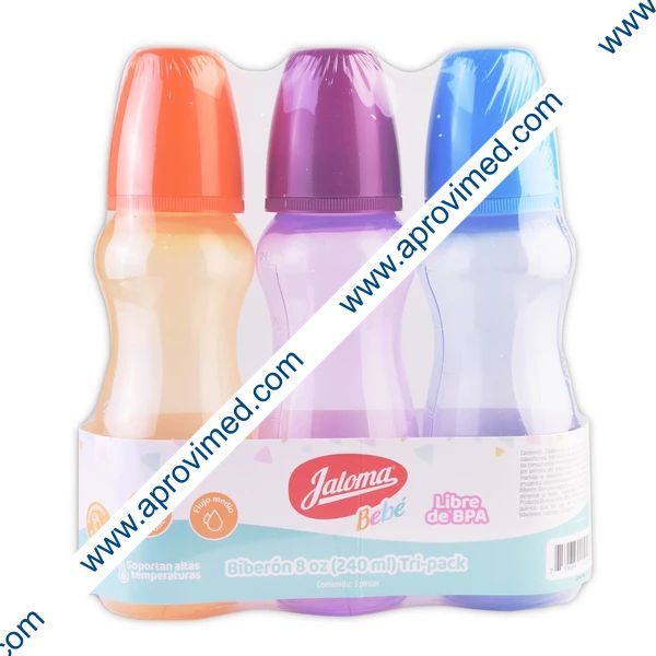 BIBERÓN SILUETTE (Color) c/MAMILA 8 OZ/240 ML. (3 Pack).