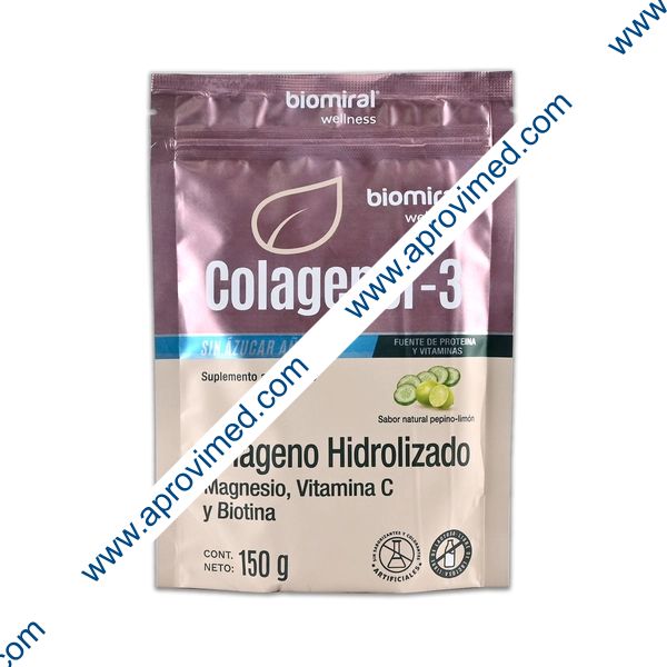 COLAGENER-3 POLVO Sabor Pepino-Limón s/Ázucar BOLSA c/150 G.