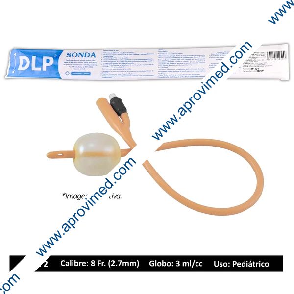 SONDA FOLEY de LÁTEX (DLP) 2V/GLB 3/Cal. 8 Fr. c/1 Pza.