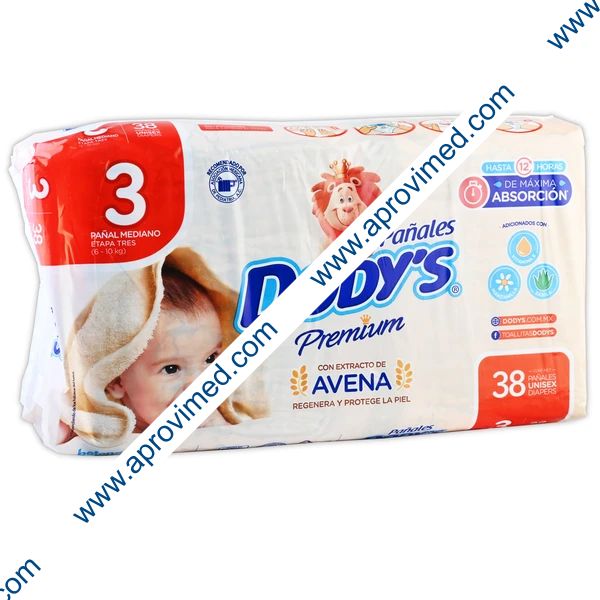 PAÑAL DODYS PREMIUM Mediano (ETAPA-3 / 6-10 Kg.) c/38 Pzs.