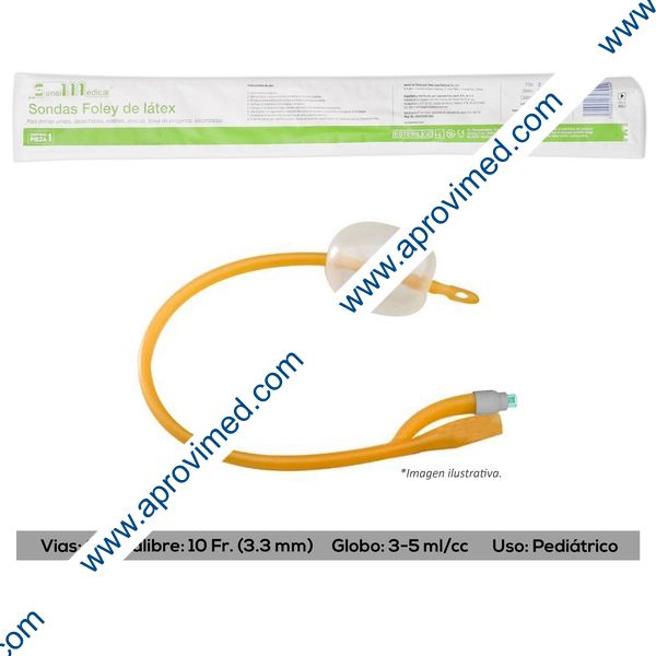 SONDA FOLEY de LATEX (SensiMedical) 2V/GLB 3-5/Cal. 10 Fr. c/1 Pza.