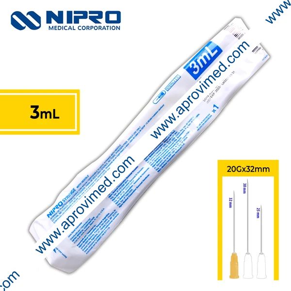 JERINGA 3 mL. (Nipro) c/AGUJA 20Gx32mm. c/1 Pza.