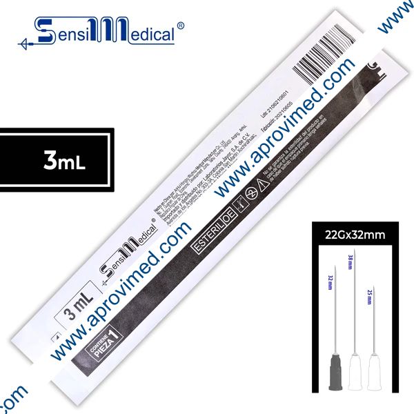 JERINGA 3 mL. (SensiMedical) c/AGUJA 22Gx32mm. c/1 Pza.