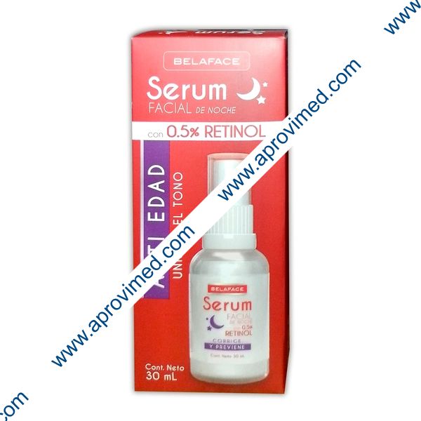 BELAFACE SERUM FACIAL DE NOCHE c/0.5% RETINOL Fco. 30 ML.