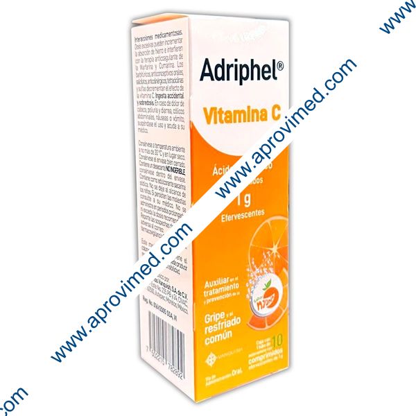 ADRIPHEL c/10 COMPS. EFERVS. Sabor Naranja 1 G.