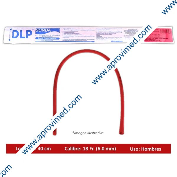 SONDA NÉLATON de LÁTEX (DLP) Long. 40cm. Cal. 18 Fr. c/1 Pza.