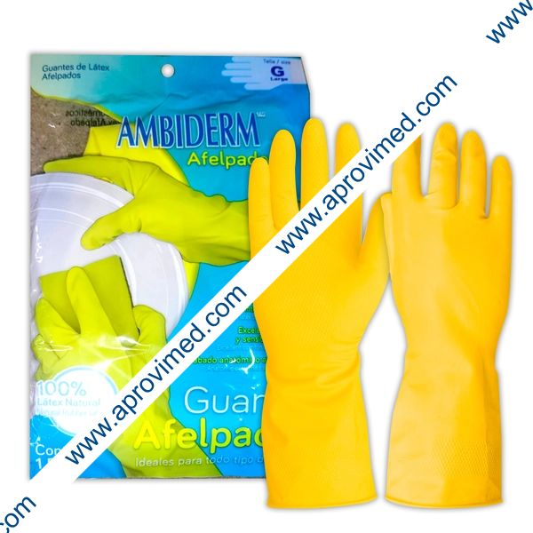 GUANTES DE LÁTEX Afelpados (Ambiderm) Talla G. c/1 PAR.