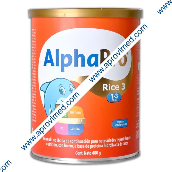ALPHAPRO RICE 3 (1-3 Años) LECHE en POLVO Lata c/400 G.