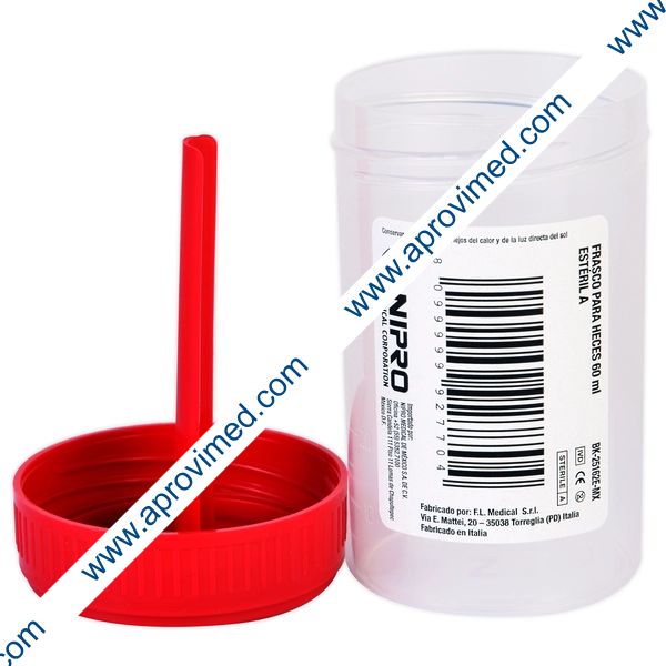FRASCO PARA HECES (Nipro) Estéril 60 ML. c/1 pza