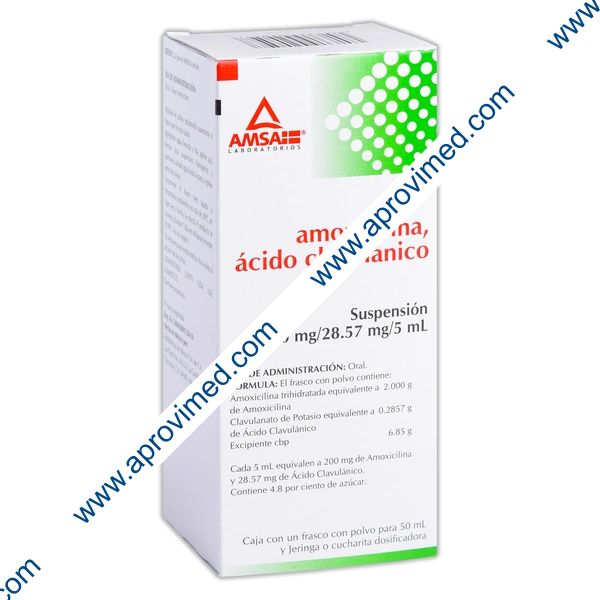 AMOXI./AC.CLAVCO. (Amsa) SUSP. Fco. 50 ML. 200-28.57 MG/5 ML.