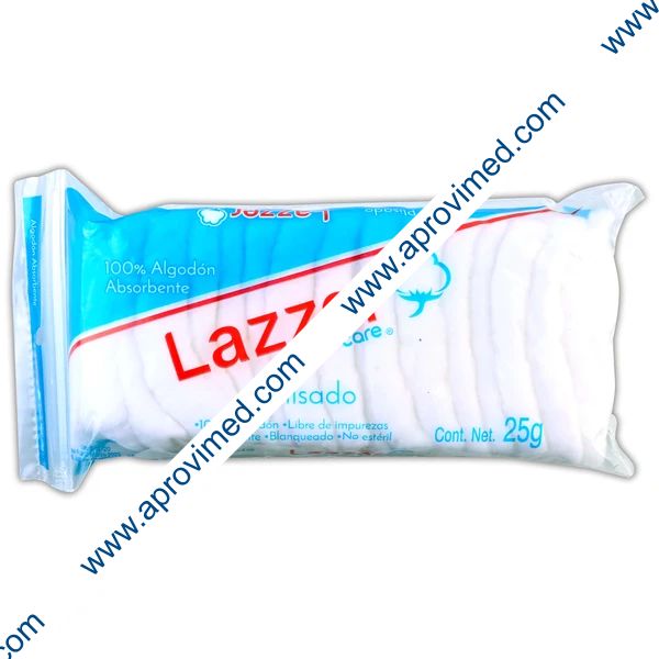 ALGODÓN ABSORBENTE PLISADO (Lazzer Care) Bolsa c/ 25 G.