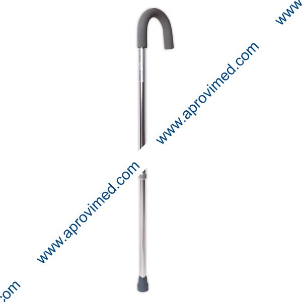 BASTÓN DE ALUMINIO Mango Curvo (Mobicare) Col. Plata.