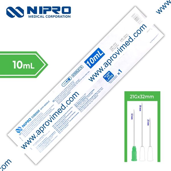 JERINGA 10 mL. (Nipro) c/AGUJA 21Gx32mm. c/1 Pza.