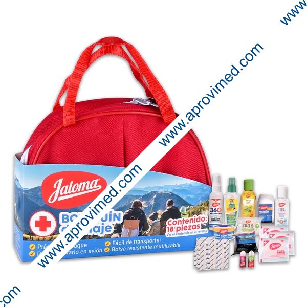 BOTIQUÍN PRIMEROS AUXILIOS de Viaje (Jaloma) "Cont. Esencial" Bolsa c/18 Pzs.