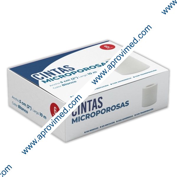 CINTA MICROPOROSA (Codifarma) Rollo Col. Blanco A: 5cm; L: 10m. Caja c/6 Pzs.
