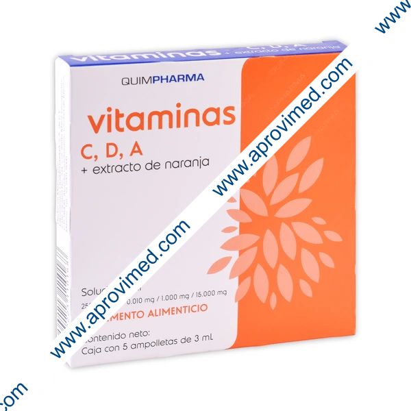 VITAMINAS C,D,A Sol. Oral c/5 AMPTAS. 250/0.010/1/15 MG. 3 ML.