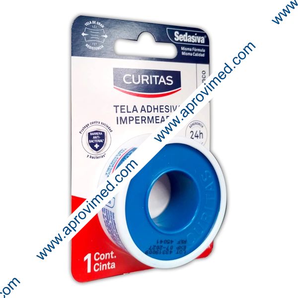 CURITAS TELA ADHESIVA (BDF) Carrete A: 1.25 cm; L: 4.5m. c/1 Pza.
