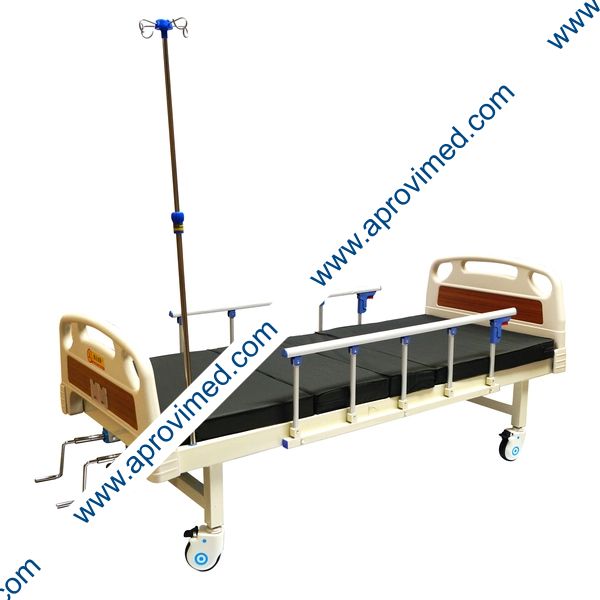 CAMA HOSPITALARIA MANUAL DE LUJO c/RUEDAS. (Color Beige) 200x90 CM.