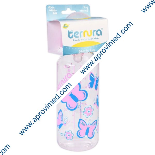 BIBERÓN "Ternura" ROSA c/MAMILA 8 OZ/240 ML.