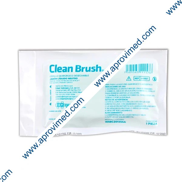 CLEAN BRUSH Benzalconio SOLUCIÓN al 1% Cepillo Quirúrgico c/1 Pza.