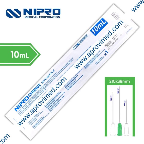 JERINGA 10 mL. (Nipro) c/AGUJA 21Gx38mm. c/1 Pza.