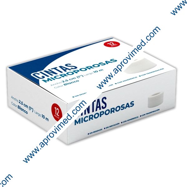 CINTA MICROPOROSA (Codifarma) Rollo Col. Blanco A: 2.5cm; L: 10m. Caja c/12 Pzs.