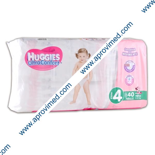 HUGGIES ULTRACONFORT Niña (Etapa 4 / 9-12 Kg.) c/40 Pzs.