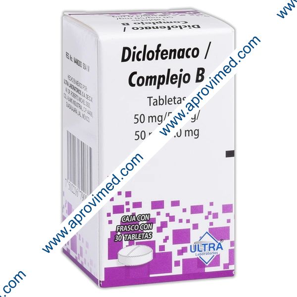 DICLOFENACO/COMPLEJO B (Ultra) c/30 TABS. 50/50/50/1 MG.