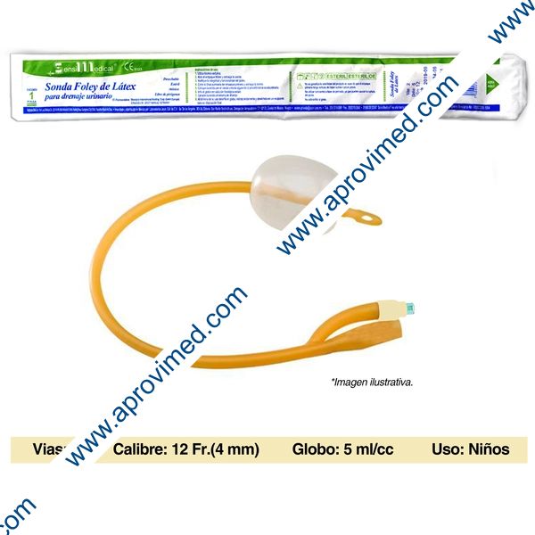 SONDA FOLEY de LATEX (SensiMedical) 2V/GLB 5/Cal. 12 Fr. c/1 Pza.