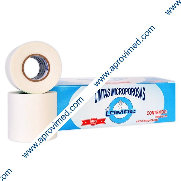 CINTA MICROPOROSA (Lomac) Rollo Col. Blanco A: 5cm; L: 10m. Caja c/6 Pzs.