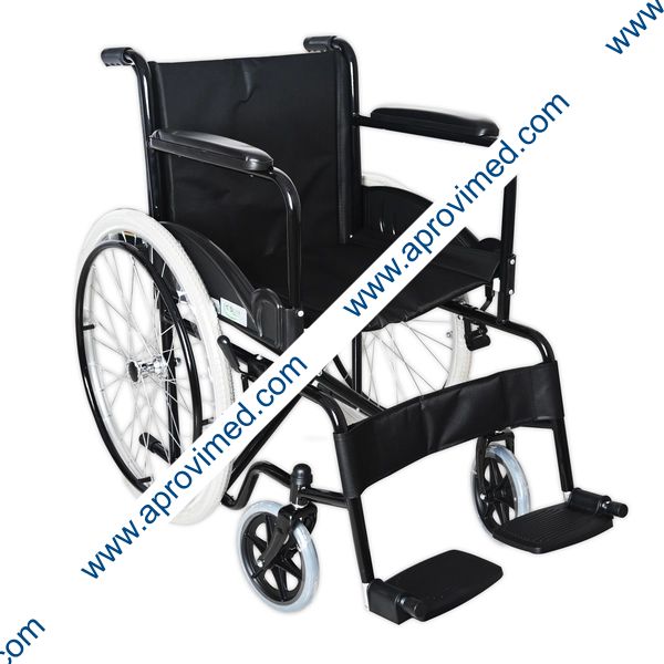 SILLA DE RUEDAS de ACERO Color Negro 24" NEUMÁTICA